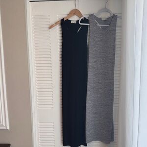 Two Wilfred Heather Gray and black Midi Dresses